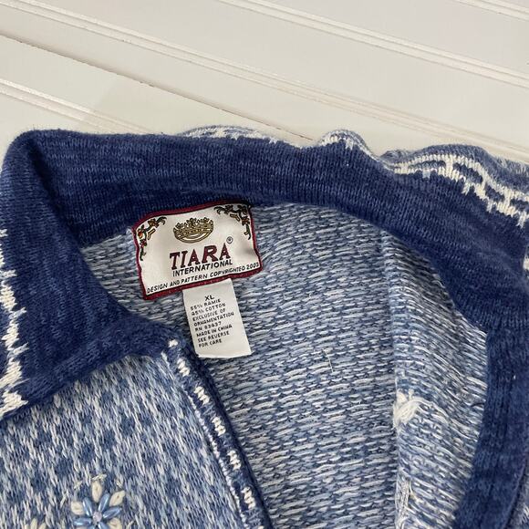 Tiara International Ugly Christmas Cardigan Sweater Full Zip Snowman Size XL - Picture 3 of 5